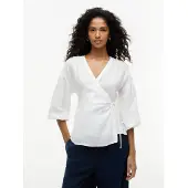 Tommy Hilfiger Pusero 'Relaxed Fit Pure Wrap Blouse' valkoinen