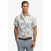 Superdry for man. M4011129A Vintage Loom shirt white (S), Casual, Cotton, Short sleeve