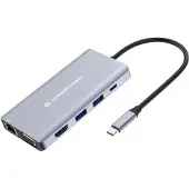 Conceptronic DONN20G, Langallinen, USB 3.2 Gen 1 (3.1 Gen 1) Type-C, 100 W, 3,5 mm, 10,100,1000 Mbit/s, Harmaa