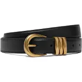 Ralph Lauren Metal-Keeper Leather Skinny Belt - Black - L