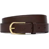 Ralph Lauren Rounded-Buckle Leather Skinny Belt - Brown - M