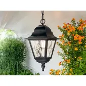 Elstead Lighting Norfolk NR9 -ulkoriippuvalaisin, musta/kirkas, IP43 NR9, himmennettävä, Musta, Lasi, Antiikki,