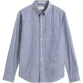 Gant for man. 3262030 Blue Striped Poplin Shirt (L), Casual, Cotton, Classic, Long sleeve