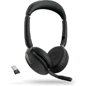 Jabra Evolve2 65 Flex -langaton stereokuulokemikrofoni + USB-A-sovitin, musta