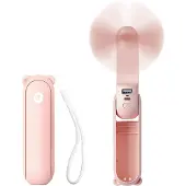 JISULIFE Life8 Kannettava USB-tuuletin 2000mAh Power Bank ja taskulamppu - vaaleanpunainen