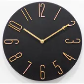 24.Se Minimalistinen analoginen seinäkello 30cm - Musta/kultaa