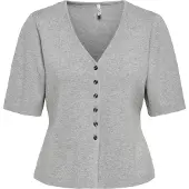 ONLY Onllucy Ss V-Neck Button Ex Knt - Grey - XS