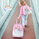 24hShop Lasten matkasetti yksisarviskuviolla – Vaaleanpunainen