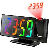 24hShop Herätyskello, jossa on LED-projektori ja monitoiminen peilimuotoilu