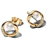 Pandora Essence kullatut kaarevat helmikorvakorut zirkonioilla 264662C01