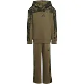Adidas Treenipuku 'Seasonal Essentials Hooded Fleece Jogger Set Little' khaki / oliivi / tummanvihreä
