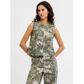 JJXX Jxmabel Sille Aop Top Pnt Ln - Khaki green - XS
