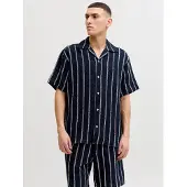 Jack & Jones Jjecoba Stripe Resort Shirt Ss Sn - Navy - M