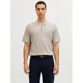Jack & Jones Jjeemil Knit Zip Polo Ss Sn - Beige - L