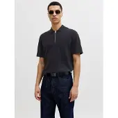 Jack & Jones Jjeemil Knit Zip Polo Ss Sn - Black - XL