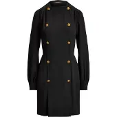Ralph Lauren Double-Breasted Georgette Dress - Black - 34