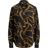 Ralph Lauren Classic Fit Belting-Print Crepe Shirt - Black - XL