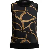 Ralph Lauren Belting-Print Sleeveless Sweater - Black - M