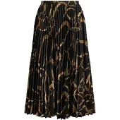 Ralph Lauren Belting-Print Pleated Crepe Skirt - Black - 44