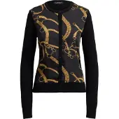 Ralph Lauren Belting-Print Cotton-Blend Cardigan - Black - S