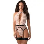 Obsessive Lilines - body sukkanauhavyöllä - pinkki - L/XL