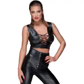 Noir Handmade F155 Powerwetlook Top With Lacing