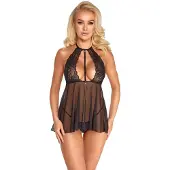 Kissable Babydoll & Thong Black