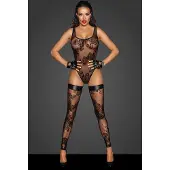 Noir Handmade F242 Tulle body with patterned flock embroidery