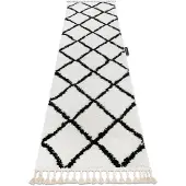 Rugsx Alfombra, alfombra de pasillo BERBER CROSS blanco – para la cocina, entrada, pasillo 70x200 cm