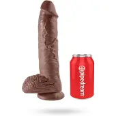 King Cock Aidonkaltainen Dildo Kiveksillä 25,4 cm - Ruskea