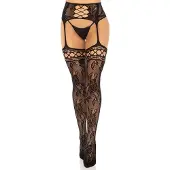 Leg avenue Rose Backseam Stockings With Garter Belt Black