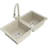 Mexen Mario 2-osainen graniittiallas Elia keittiöhanalla, beige - 6504-69-670101-69