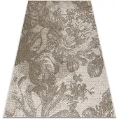 Rugsx Alfombra de cuerda sisal FLOORLUX 20491 Flores color champagne/gris oscuro 60x110 cm