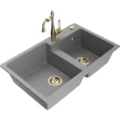 Mexen Granitiitti keittiöallas Tomas hanalla ja vesilukolla, Grey/Gold