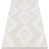 Rugsx Alfombra ECO sisal BOHO MOROC Diamantes 22312 franjas - estructural beige / crema, alfombra reciclada 175x270 cm
