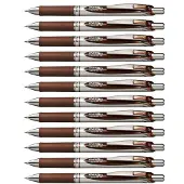 Pentel EnerGel RTX nestem inen geelikyn (0,7 mm) metallik rkinen, keskivahva, ruskea muste, 12 kyn n pakkaus (BL77-E)