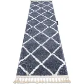 Rugsx Alfombra, alfombra de pasillo BERBER CROSS gris – para la cocina, entrada, pasillo 60x250 cm