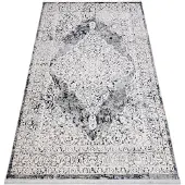 Rugsx Alfombra moderna REBEC franjas 51122A - dos niveles de vellón crema / azul oscuro 80x150 cm