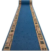 Rugsx Alfombra de pasillo con refuerzo de goma JENA azul 120cm 120x460 cm