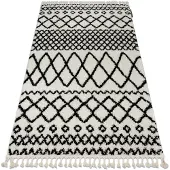 Rugsx Alfombra BERBER SAFI N9040 blanco/negro Franjas Bereber Marroquí Shaggy 120x170 cm