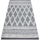 Rugsx Alfombra ECO sisal BOHO MOROC Diamantes 22297 franjas - dos niveles de vellón gris / crema, alfombra reciclada 136x190 cm