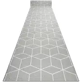 Rugsx Alfombra de pasillo con refuerzo de goma CUBE cubo, gris 120 cm 120x620 cm