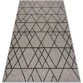 Rugsx Alfombra de cuerda sisal FLOORLUX 20508 plateado/negro Triángulos 60x110 cm
