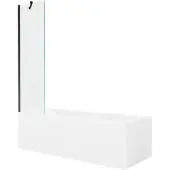 Mexen Cubik suorakulmainen amme 160 x 70 cm kotelolla ja 1-osaisella suihkuseinällä 50 cm, läpinäkyvä, musta