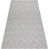 Rugsx Matto STRING SIZAL FLAT 48607637 Neliöt, rombit harmaa / kerma