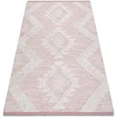 Rugsx Alfombra ECO sisal BOHO MOROC Diamantes 22312 franjas - dos niveles de vellón rosado / crema, alfombra reciclada 78x150 cm