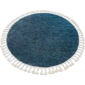 Rugsx Alfombra BERBER 9000 circulo azul Franjas Bereber Marroquí Shaggy circulo 120 cm