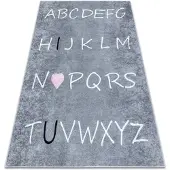 Rugsx Alfombra lavable JUNIOR 52106.801 Alfabeto para niños antideslizante - gris 160x220 cm