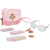 JAKKS Pacific Princess Style Collection World Traveler kukkarolaukku hihnalla aurinkolasien avaimella, hurmaa 5 kolikkoa ja 8 paperiseteliä yli 3-vuotiaille