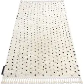 Rugsx Alfombra BERBER SYLA B752 puntos crema Franjas Bereber Marroquí Shaggy 180x270 cm